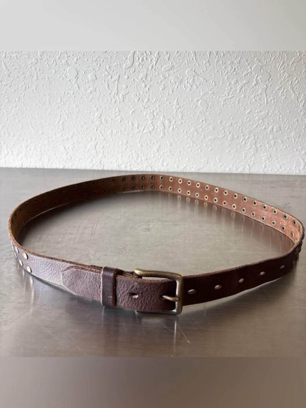 J. Crew Retro Brown Leather Studded Belt✨ - Picture 3 of 8